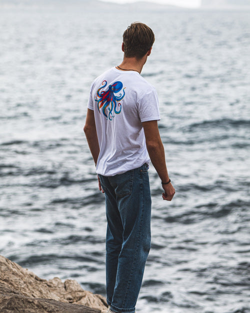 T-Shirt blanc avec motif poulpe